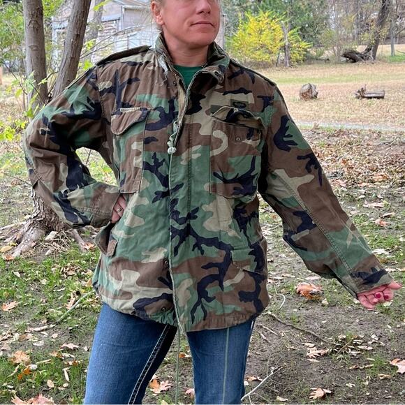 Vintage Old School Camo US Army Airborne Coat Cold Weather Field Medium Short - Picture 1 of 12